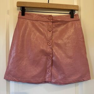 Cider Pink Mini Skirt Button-Up faux leather size small going out brunch preppy